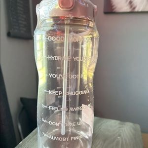 Half Gallon Water Bottles With Straw, 64 oz Water Bottle With Times To Drink.